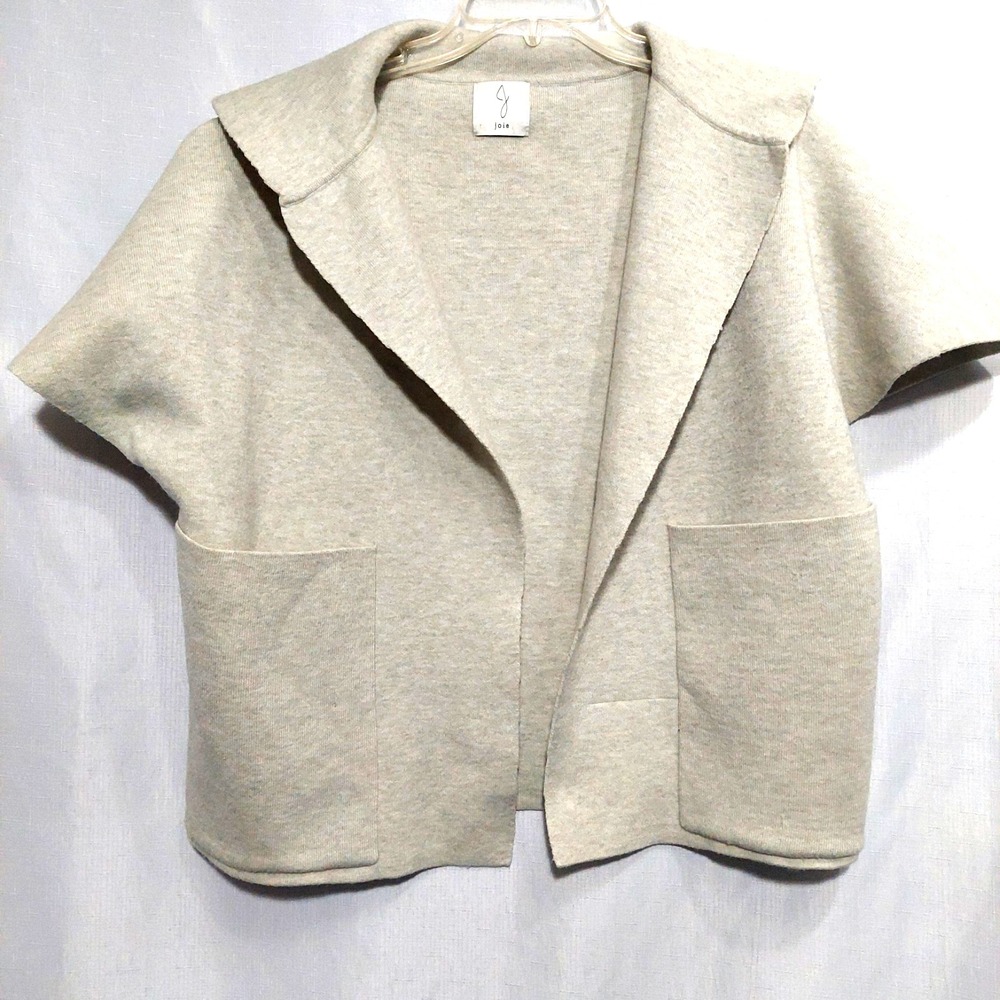 Joie Womens Large? Knit Open Cardigan Lapel Collar Patch Front Pockets "Flaw"